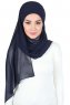 Malin - Navy Blue Practical Chiffon Hijab