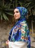 Marwa - Blue Patterned Crepe Hijab