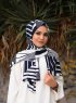 Marwa - Navy Blue Patterned Crepe Hijab