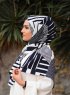 Marwa - Navy Blue Patterned Crepe Hijab