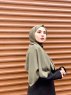 Maryna - Khaki Patterned Chiffon Hijab - Mirach