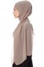 Mehtap - Taupe Practical One Piece Chiffon Hijab