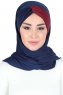 Mikaela - Navy Blue & Bordeaux Practical Cotton Hijab