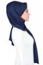 Mikaela - Navy Blue & Bordeaux Practical Cotton Hijab