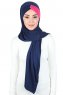 Mikaela - Navy Blue & Fuchsia Practical Cotton Hijab