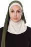 Naz - Khaki & Light Beige Practical One Piece Hijab - Ecardin