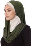 Naz - Khaki & Light Beige Practical One Piece Hijab - Ecardin