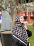 Nona - Black Patterned Cotton Hijab - Mirach