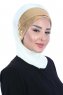 Olga - Creme & Gold Chiffon Turban