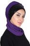 Olga - Purple & Black Chiffon Turban