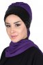 Olga - Purple & Black Chiffon Turban