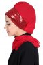 Olga - Red & Red Chiffon Turban