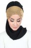 Olga - Black & Gold Chiffon Turban