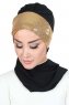 Olga - Black & Gold Chiffon Turban