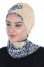 Regina - Navy Blue & Yellow Chiffon Turban