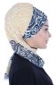 Regina - Navy Blue & Yellow Chiffon Turban
