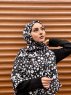 Sham - Black Patterned Cotton Hijab - Mirach
