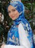 Yumna - Navy Blue Patterned Hijab