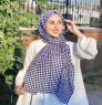 Soheila - Navy Blue & White Patterned Cotton Hijab