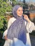 Soheila - Navy Blue & White Patterned Cotton Hijab