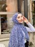 Suha - Navy Blue & White Leopard Patterned Cotton Hijab