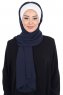 Vera - Creme & Navy Blue Practical Chiffon Hijab