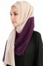 Yelda Lila & Beige Chiffon Hijab Sjal Madame Polo 130038-2