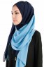 Yelda Marinblå & Ljusblå Chiffon Hijab Sjal Madame Polo 130039-2