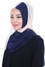 Ylva - Beige & Navy Blue Practical Chiffon Hijab