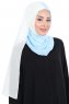 Ylva - Creme & Light Blue Practical Chiffon Hijab