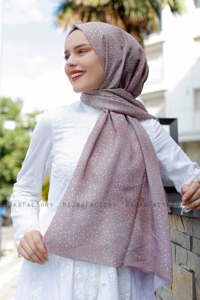 Akay - Taupe Patterned Hijab - Sal Evi