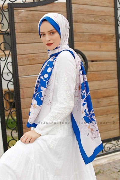 Orchid Patterned Twill Hijab - Sal Evi