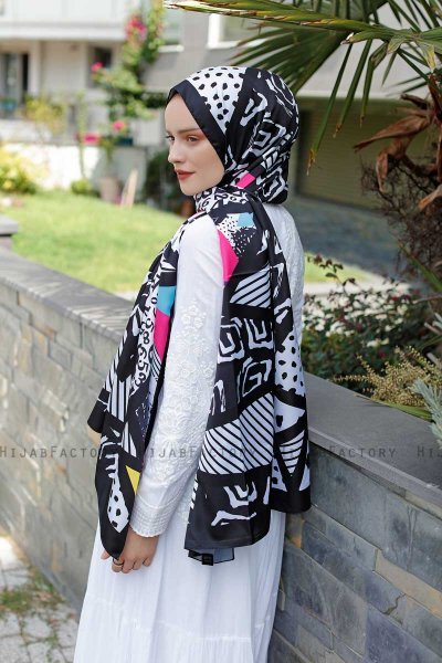 Memphis Patterned Twill Hijab - Sal Evi