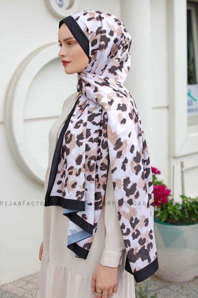 Leopard Patterned Twill Hijab - Sal Evi