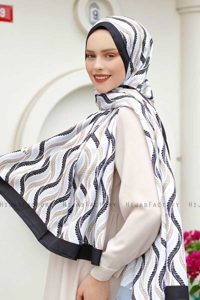 Waves Patterned Twill Hijab - Sal Evi