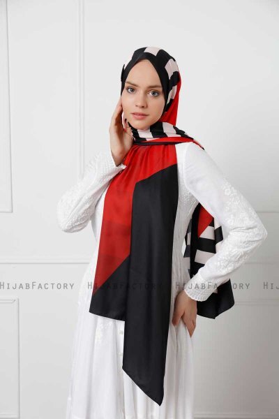 Striped Patterned Twill Hijab - Sal Evi