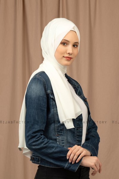 Yildiz - Pearl White Crepe Chiffon Hijab