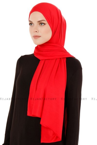 Melek - Red Premium Jersey Hijab - Ecardin