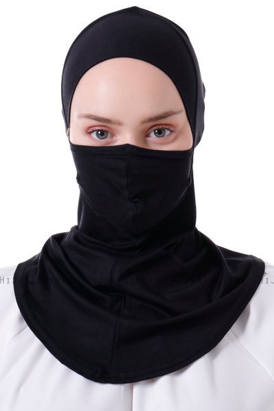 Damla - Black Ninja Hijab Mask Underscarf