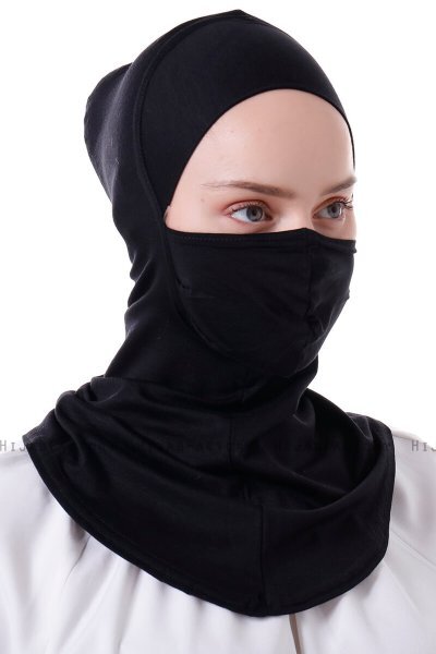 Damla - Black Ninja Hijab Mask Underscarf