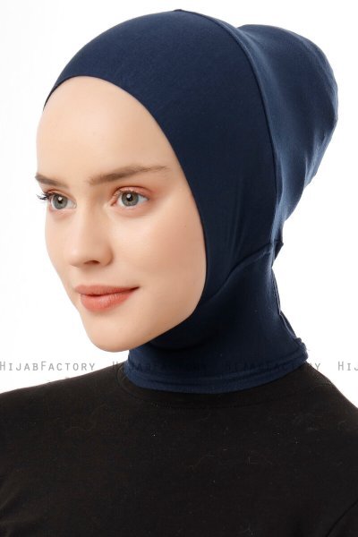 Elnara - Navy Blue Plain Hijab Underscarf
