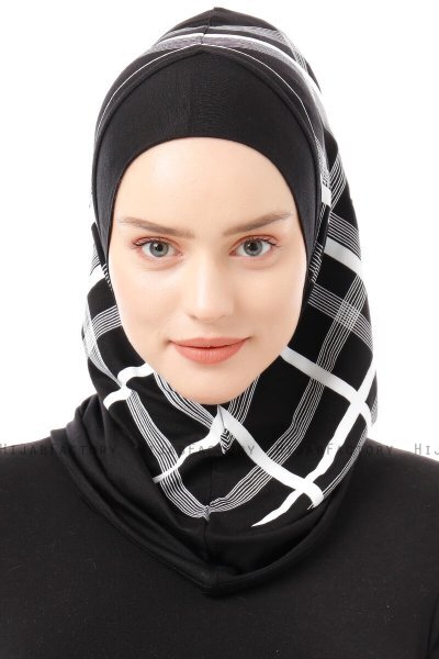 Ekose Plain - Black & White One-Piece Al Amira Hijab