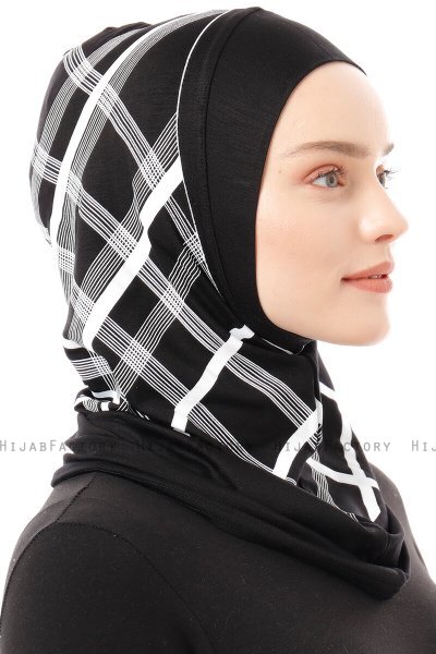 Ekose Plain - Black & White One-Piece Al Amira Hijab