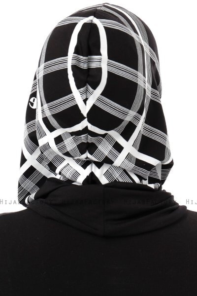 Ekose Plain - Black & White One-Piece Al Amira Hijab