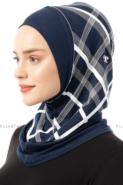 Ekose Plain - Navy Blue One-Piece Al Amira Hijab