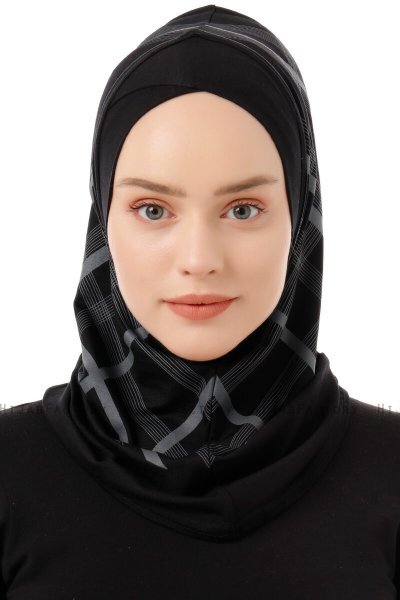 Ekose Cross - Black & Light Grey One-Piece Al Amira Hijab