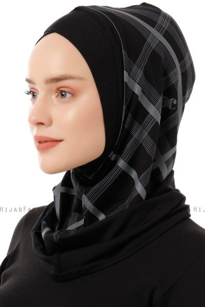 Ekose Cross - Black & Light Grey One-Piece Al Amira Hijab