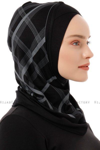 Ekose Cross - Black & Light Grey One-Piece Al Amira Hijab