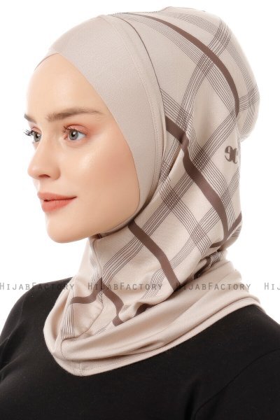 Ekose Cross - Light Taupe One-Piece Al Amira Hijab