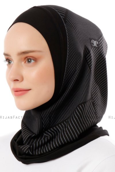 Wind Plain - Black & Light Grey One-Piece Al Amira Hijab